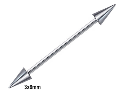 Titanium Barbell Spike/Cone Industrial Piercing Earrings, Internally Threaded – 16g, 14g (1.2 & 1.6mm) Ear Piercing Helix