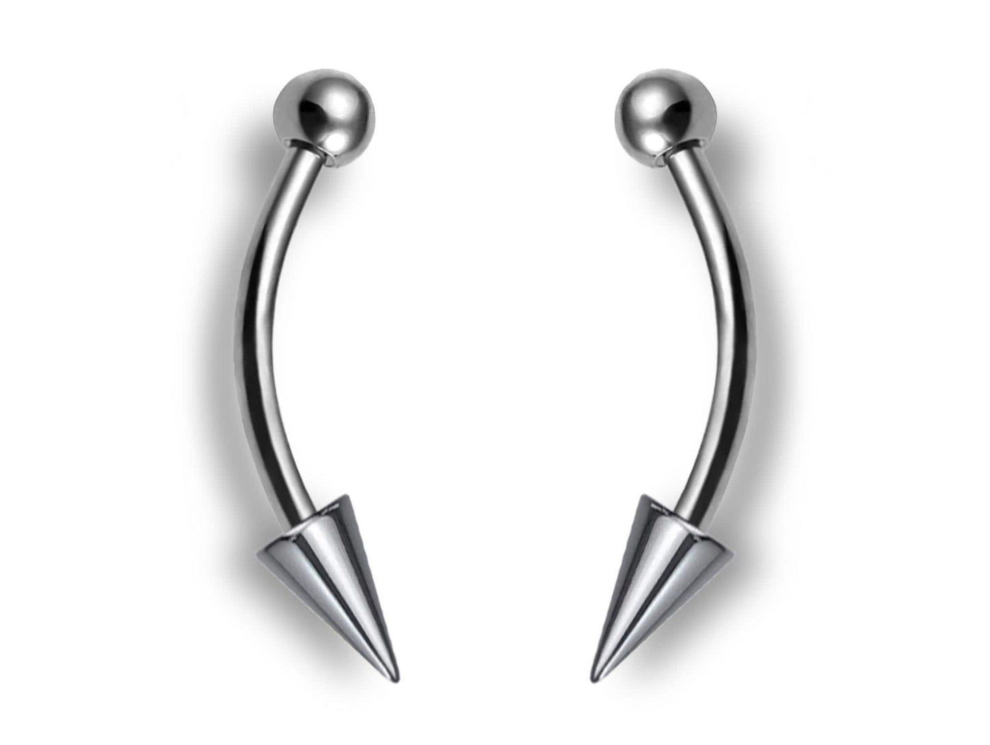 Titanium Angel Fangs Spike Curved Barbell 16g Lip piercing Body Jewellery Bent Bar with Custom Spike/Cone Size - You get 2pcs each order