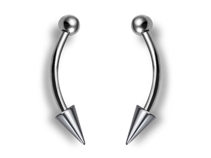 Titanium Angel Fangs Spike Curved Barbell 16g Lip piercing Body Jewellery Bent Bar with Custom Spike/Cone Size - You get 2pcs each order