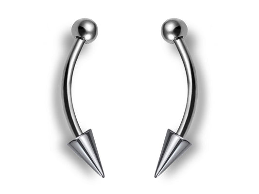Titanium Angel Fangs Spike Curved Barbell 16g Lip piercing Body Jewellery Bent Bar with Custom Spike/Cone Size - You get 2pcs each order