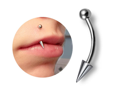 Titanium Angel Fangs Spike Curved Barbell 16g Lip piercing Body Jewellery Bent Bar with Custom Spike/Cone Size - You get 2pcs each order