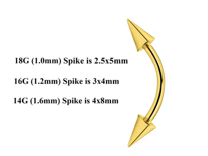 Gold Curved Barbell, Eyebrow Bar – Custom Bent Barbell 18g 16g 14g Piercing for Daith, Vertical Labret and More