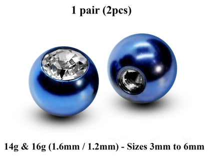 Body Jewelry Replacement Balls, Gem Ball - (2pcs) Piercing kit Loose parts for Barbells, Horseshoe Piercing, Labrets, Septum and more.