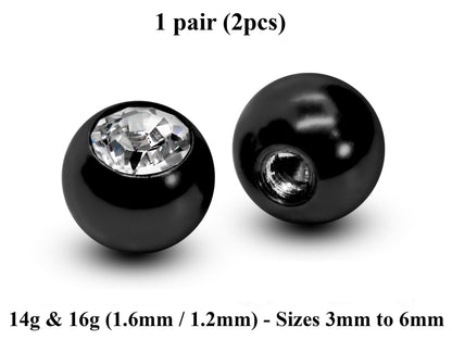 Body Jewelry Replacement Balls, Gem Ball - (2pcs) Piercing kit Loose parts for Barbells, Horseshoe Piercing, Labrets, Septum and more.