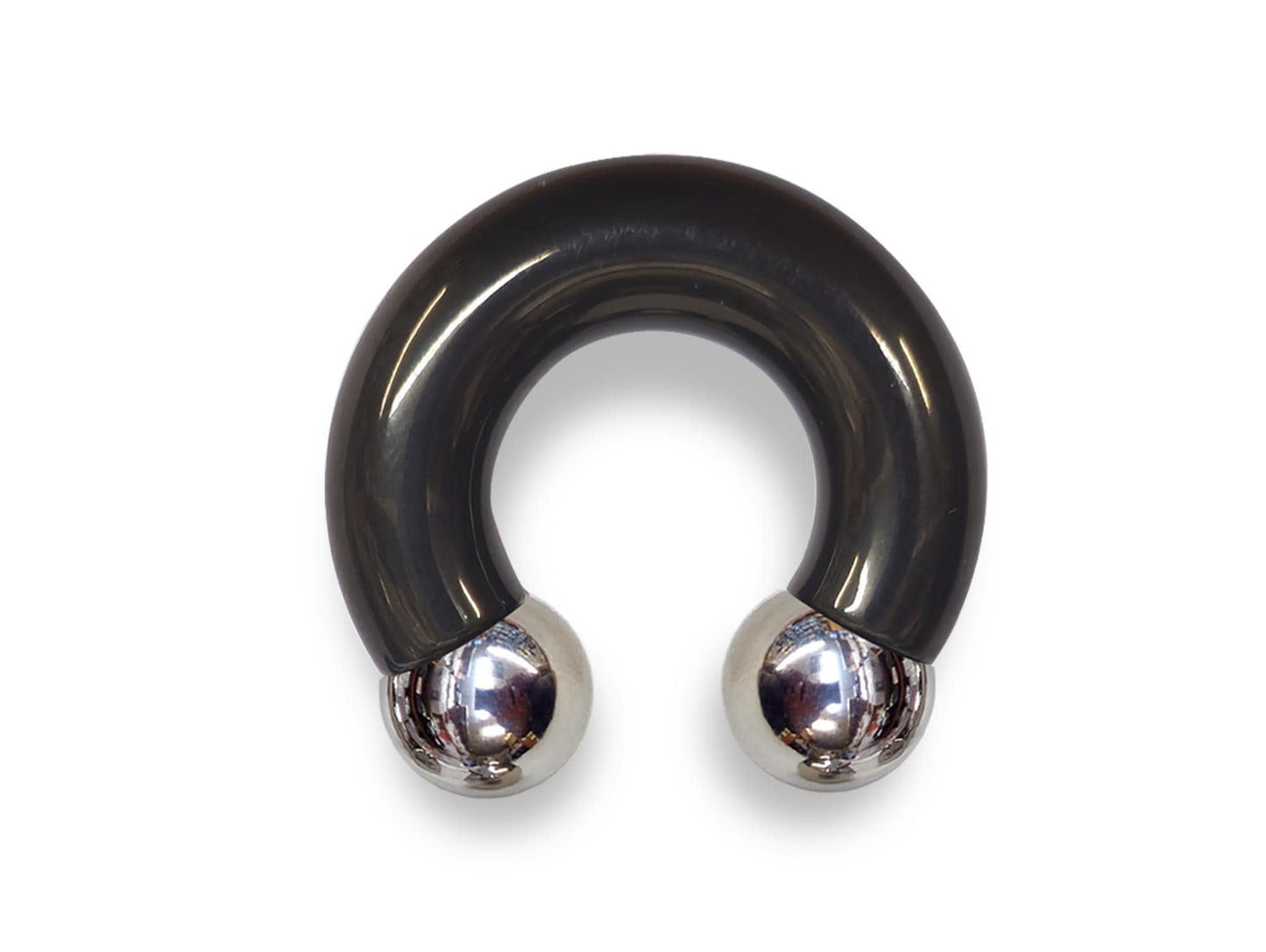 Black Prince Albert Jewelry PA Rings Circular Horseshoe Barbell Piercing with Custom Balls - Body Jewellery 16ga to 00ga - Large Size