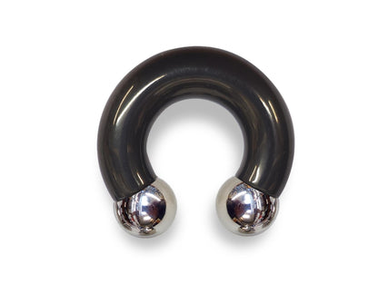 Black Prince Albert Jewelry PA Rings Circular Horseshoe Barbell Piercing with Custom Balls - Body Jewellery 16ga to 00ga - Large Size