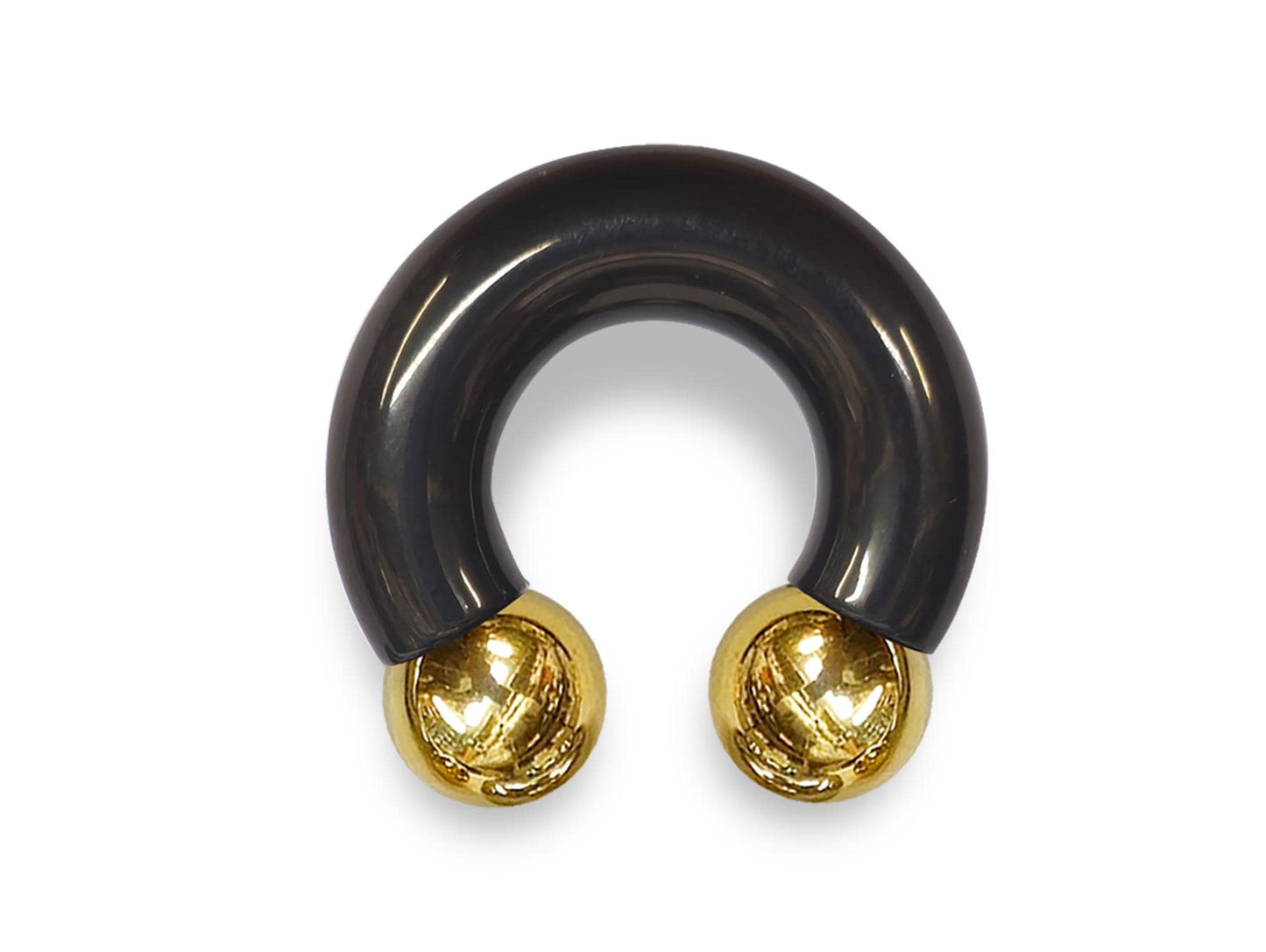 Black Prince Albert Jewelry PA Rings Circular Horseshoe Barbell Piercing with Custom Balls - Body Jewellery 16ga to 00ga - Large Size