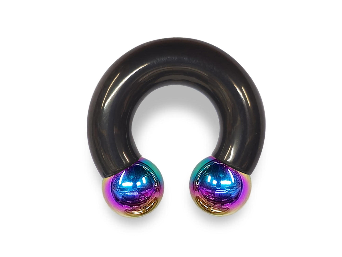 Black Prince Albert Jewelry PA Rings Circular Horseshoe Barbell Piercing with Custom Balls - Body Jewellery 16ga to 00ga - Large Size