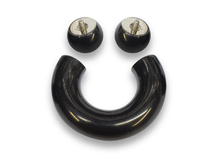 Black Prince Albert Jewelry PA Rings Circular Horseshoe Barbell Piercing with Custom Balls - Body Jewellery 16ga to 00ga - Large Size