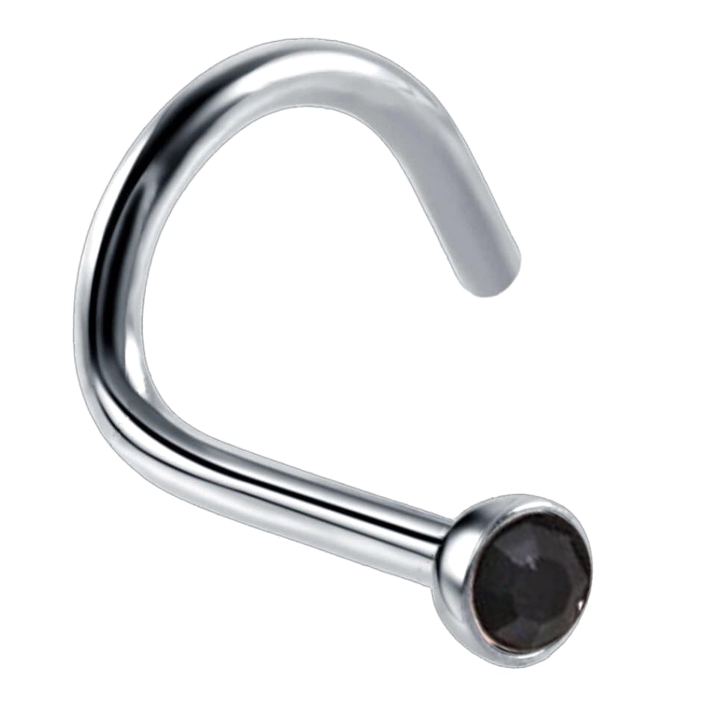 Titanium Nose Studs, Nose Ring - Nostril Screw Ring with Gem CZ Crystal  - Nose Piercing Size 18g (1.0mm)