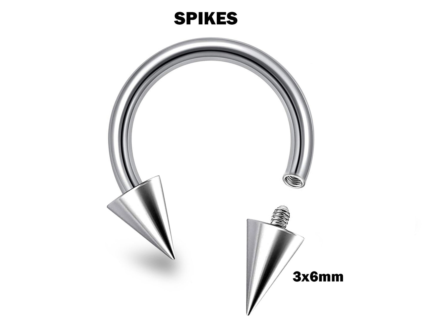 Titanium Cone/Spike Horseshoe Barbell, Septum Ring - 16G 14G Internally Threading Septum Jewelry - Nose Piercing, Helix, PA ring