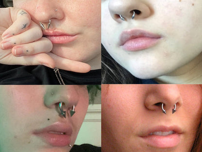Titanium Cone/Spike Horseshoe Barbell, Septum Ring - 16G 14G Internally Threading Septum Jewelry - Nose Piercing, Helix, PA ring