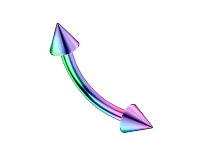 Spike Barbell, Daith Piercing – 18g, 16g, 14g Curved Barbell Cone / Spike Jewelry for Eyebrow, Ears, Rook Ring. Available in Many Colours