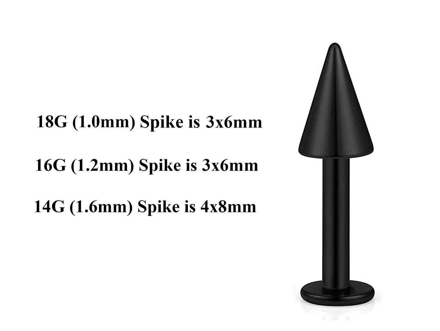 Black Labret Stud, Labret Piercing – Custom Lip Labret 18g 16g 14g Labret Piercing for Lip, Chin and More – Choose Top Ball in the Options