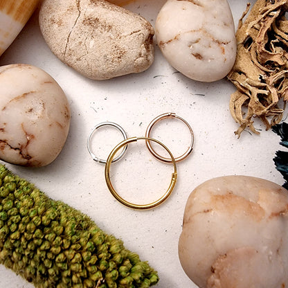 Hoop Earrings Silver, Huggie Earrings – Clip-on Sleeper Earrings Size 8mm to 60mm – Earrings for Ear Lobe, Cartilage, Dainty, Helix etc.