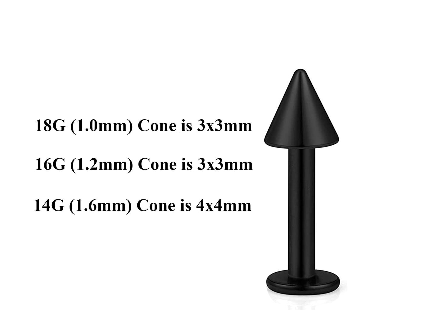 Titanium Labret Stud, Black Labret Piercing – Custom Lip Labret 18g 16g 14g Labret Piercing for Lip, Chin – Choose Top Ball in the Options