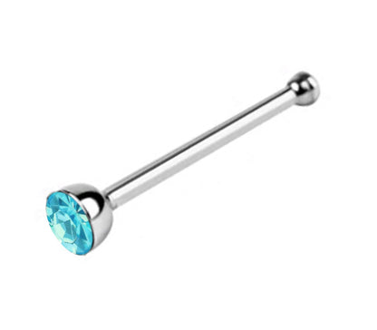 Nose Piercing, Nose Pin - Nose Bone Stud with Bezel Set CZ Crystals - Nose Ring Size 24g 20g 18g