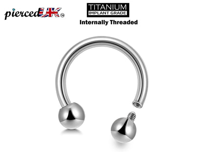Titanium Horseshoe Barbell, Septum Ring - 16G to 00G Internally Threading Septum Jewelry - Body Piercing Nose Piercing, Helix, PA ring