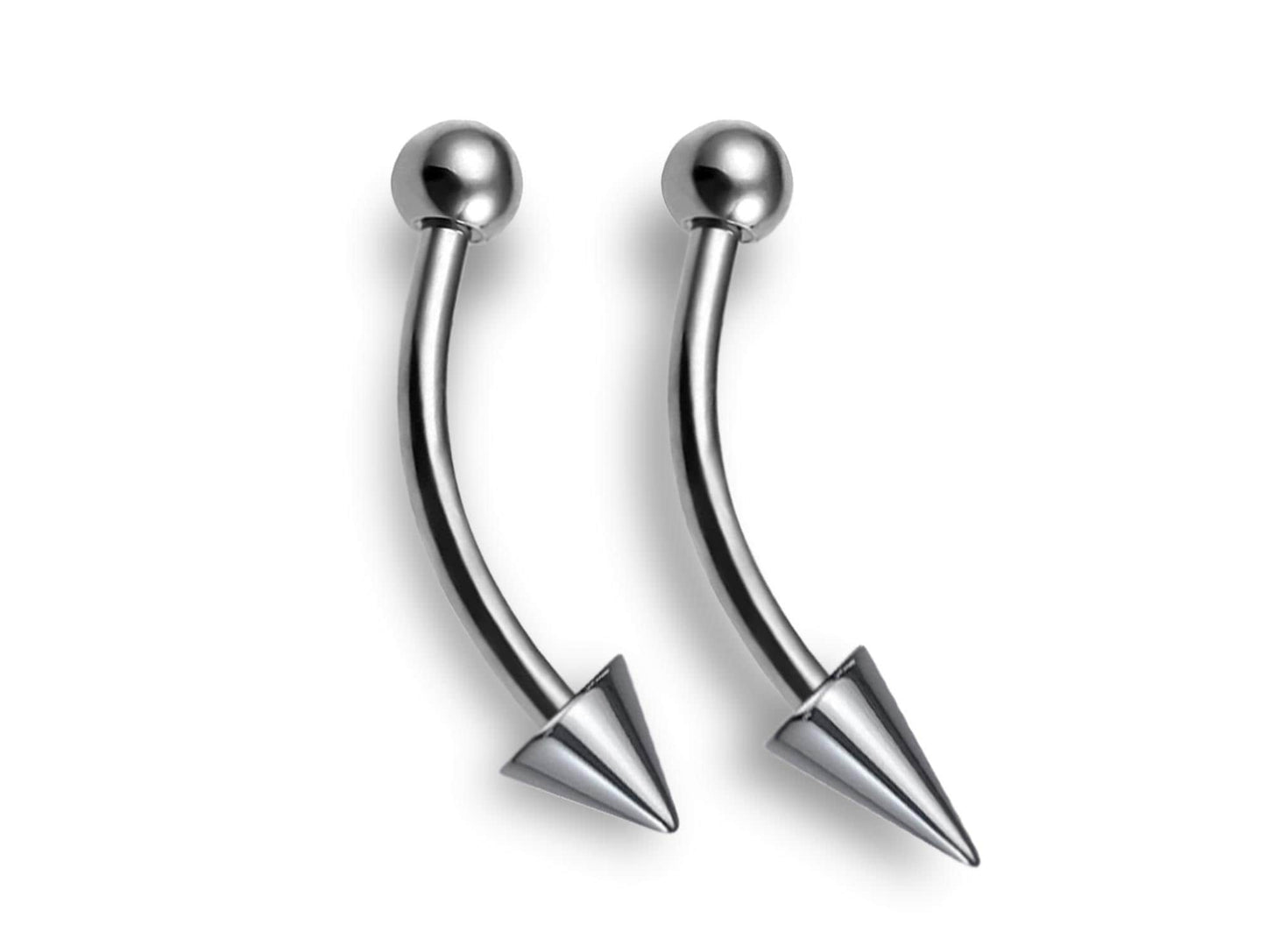 Vertical Labret Curved barbell Piercing 16g 14g Spike / Cones Bent Barbell for Lip Jewelry, Lip Piercing - Internally Threaded