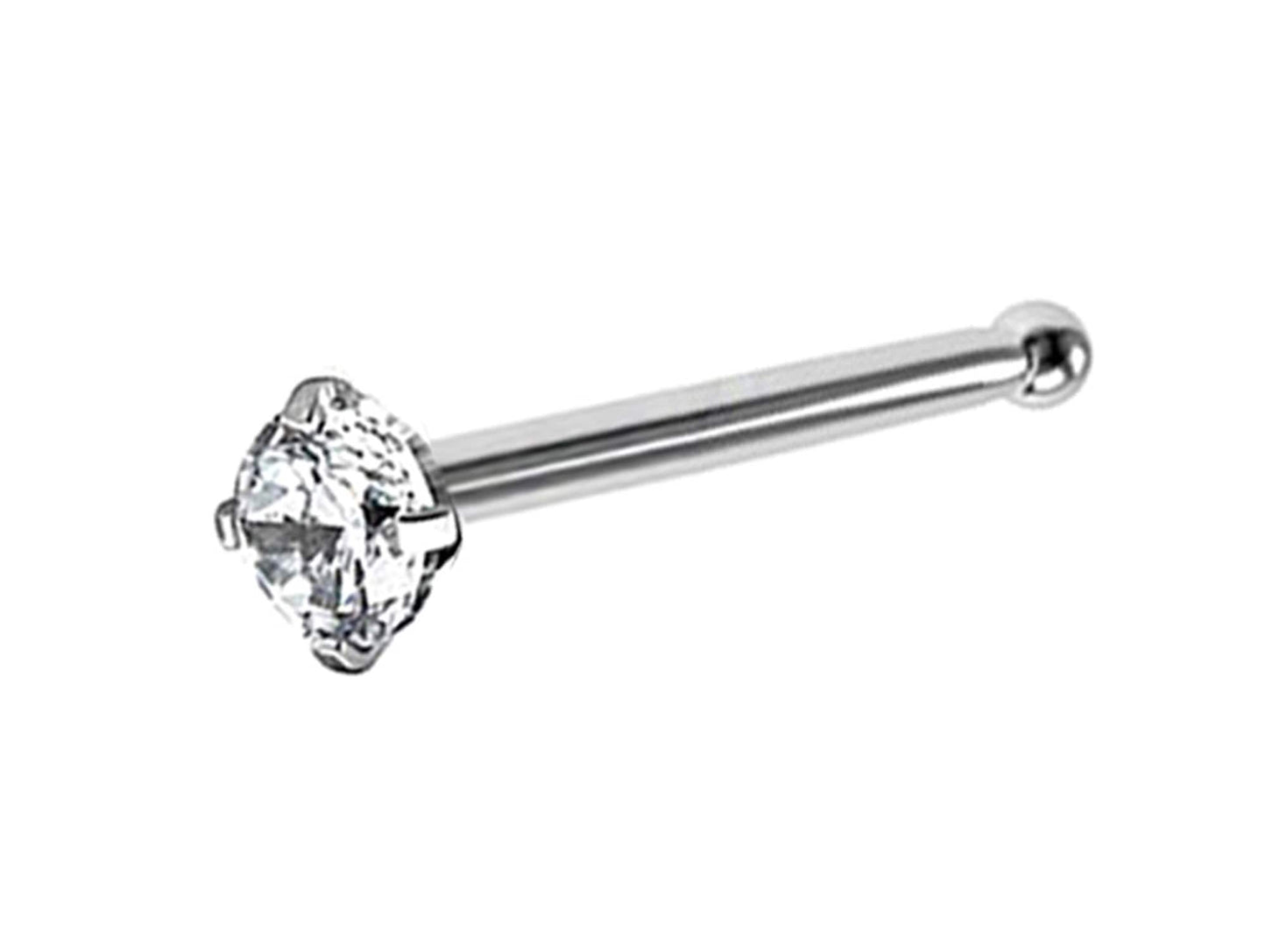 Titanium Nose Pin, Nose Studs - Nose Bone Stud with Prong Set CZ Crystals - Nose Piercing Size 18g (1.0mm)