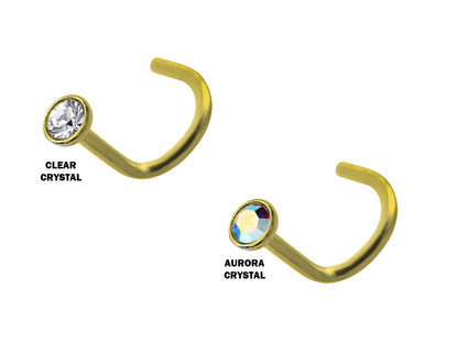 Titanium 18G Nose Studs, Nostril Screw Ring Black/Silver/Gold with Inlay Bezel Setting 2.5mm Crystal Nose Piercing, Nose Jewelry Length 8mm