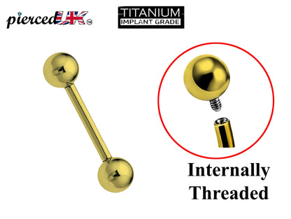 Titanium Internal Barbell Piercing, Tongue Rings, Tongue Bar - 16G 14G Body Jewelry Straight Barbell Piercing