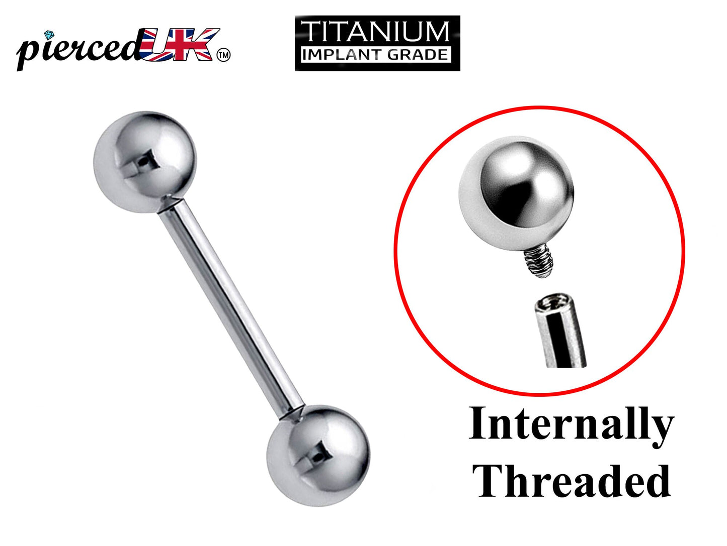Titanium Internal Barbell Piercing, Tongue Rings, Tongue Bar - 16G 14G Body Jewelry Straight Barbell Piercing