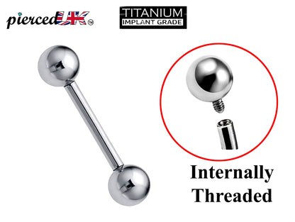 Titanium Internal Barbell Piercing, Tongue Rings, Tongue Bar - 16G 14G Body Jewelry Straight Barbell Piercing