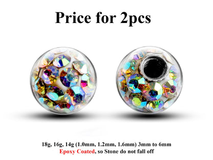 Replacement Piercing Parts, Epoxy Coated Ball – (2pcs) Disco Ball Attachment for Piercing like labret, Barbell, Septum ring, Curved Barbell
