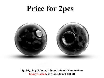 Replacement Piercing Parts, Epoxy Coated Ball – (2pcs) Disco Ball Attachment for Piercing like labret, Barbell, Septum ring, Curved Barbell