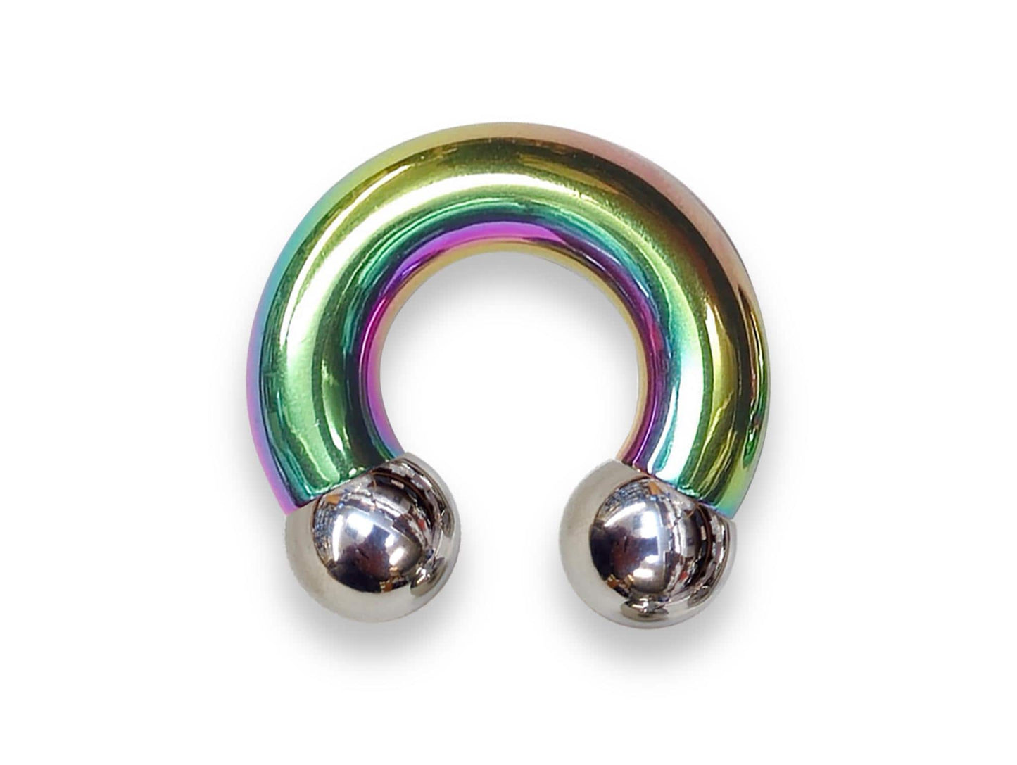 Rainbow Prince Albert Jewelry PA Rings Circular Horseshoe Barbell Piercing with Custom Balls - Body Jewellery 10ga to 00ga - Large Size