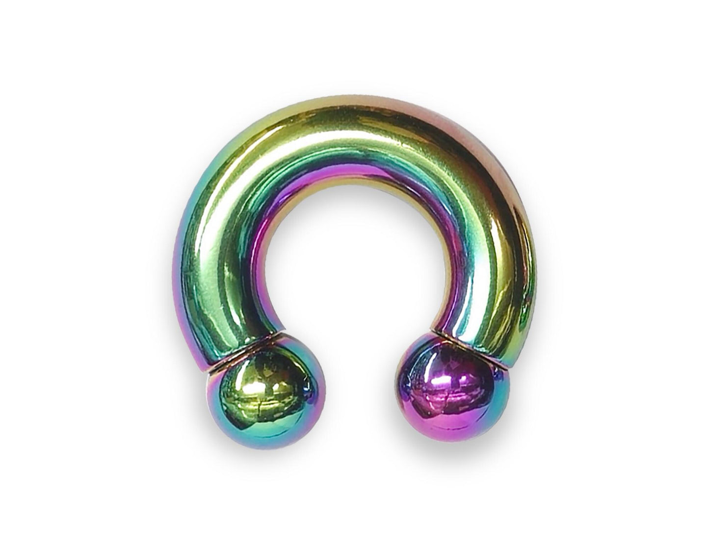 Rainbow Prince Albert Jewelry PA Rings Circular Horseshoe Barbell Piercing with Custom Balls - Body Jewellery 10ga to 00ga - Large Size