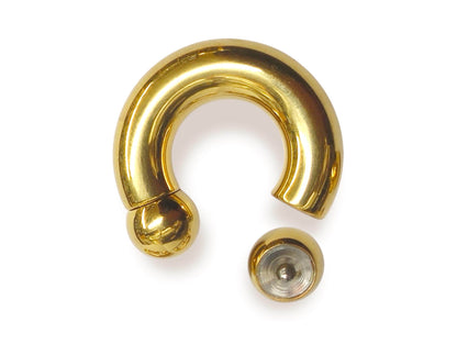 Gold Prince Albert Jewelry PA Rings Circular Horseshoe Barbell Piercing with Custom Balls - Body Jewellery 16ga to 00ga - Large Size