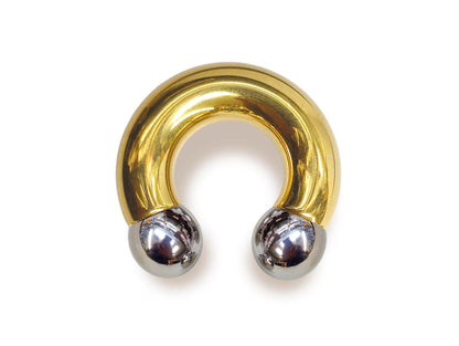 Gold Prince Albert Jewelry PA Rings Circular Horseshoe Barbell Piercing with Custom Balls - Body Jewellery 16ga to 00ga - Large Size