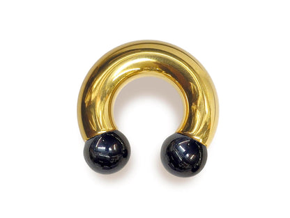 Gold Prince Albert Jewelry PA Rings Circular Horseshoe Barbell Piercing with Custom Balls - Body Jewellery 16ga to 00ga - Large Size