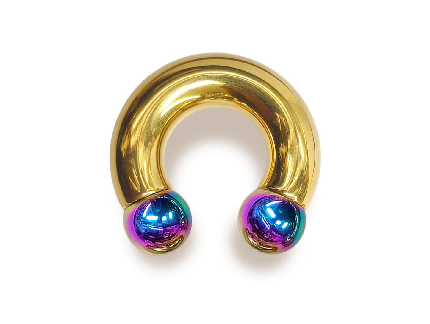 Gold Prince Albert Jewelry PA Rings Circular Horseshoe Barbell Piercing with Custom Balls - Body Jewellery 16ga to 00ga - Large Size