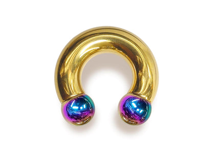 Gold Prince Albert Jewelry PA Rings Circular Horseshoe Barbell Piercing with Custom Balls - Body Jewellery 16ga to 00ga - Large Size