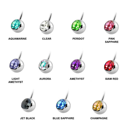 Titanium Navel Ring - Titanium Belly Bar Gem Stone Crystals- 14g (1.6mm) - Ideal Piercing for Navel Jewelry