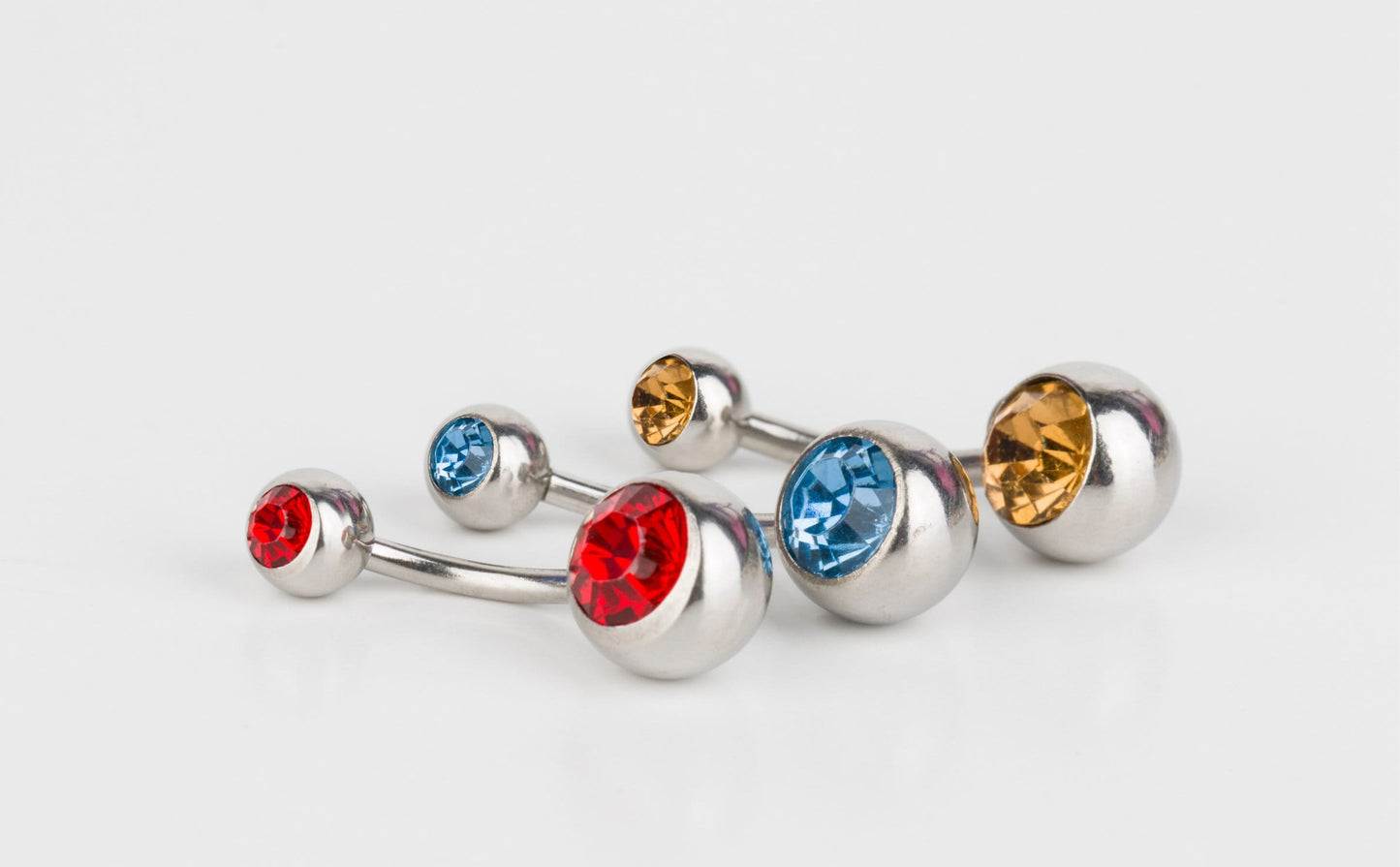 Titanium Navel Ring - Titanium Belly Bar Gem Stone Crystals- 14g (1.6mm) - Ideal Piercing for Navel Jewelry