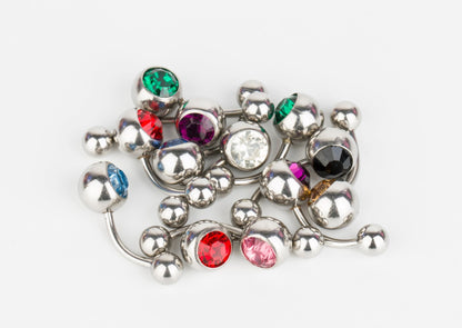 Titanium Navel Ring - Titanium Belly Bar Gem Stone Crystals- 14g (1.6mm) - Ideal Piercing for Navel Jewelry