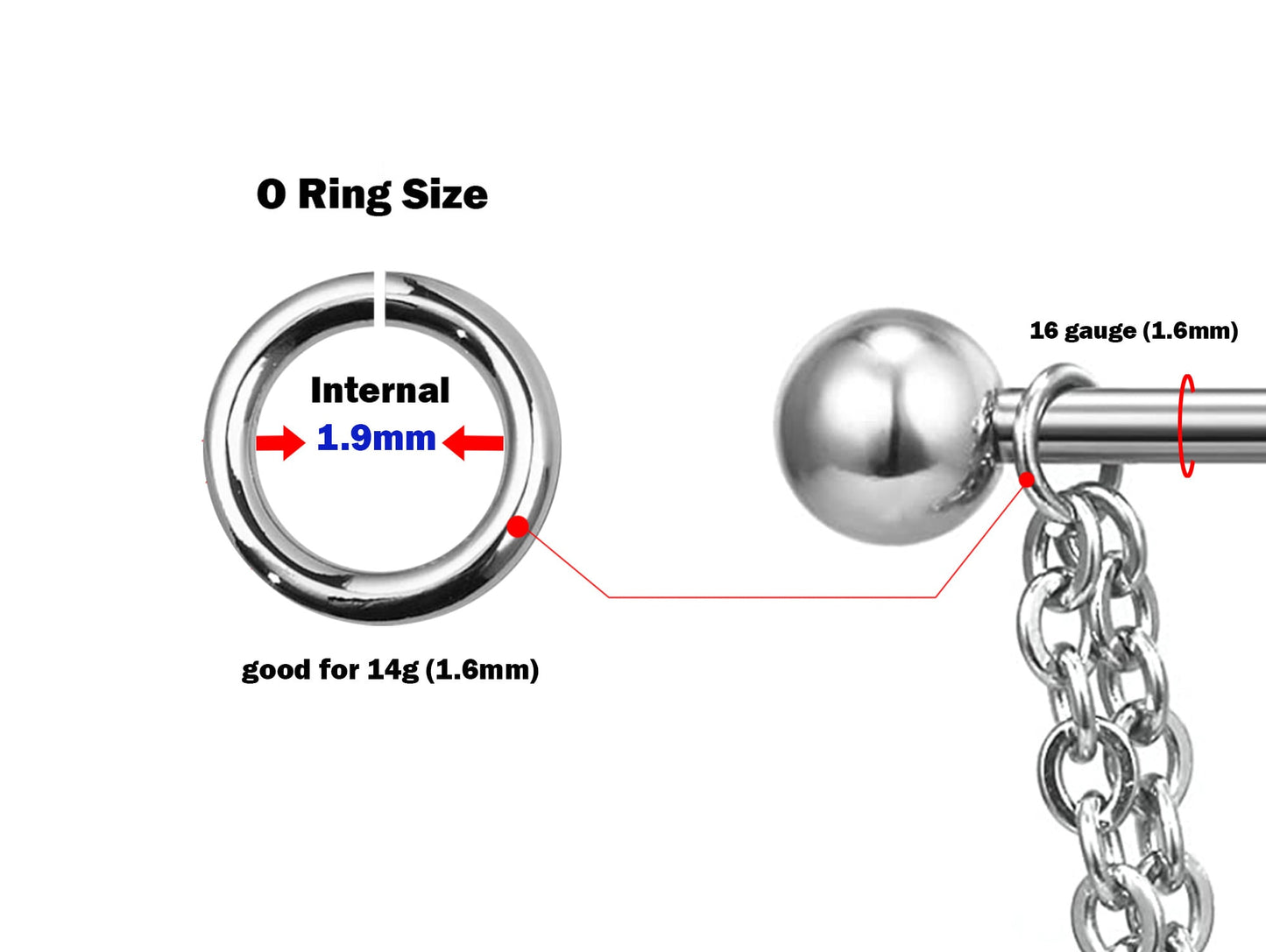 Body Piercing Chains- Titanium & Silver Replacement Chain-Jewelry for Nose Bridge, Nasallang, Nipple Bar, Nostril Stud Hand made Custom Size