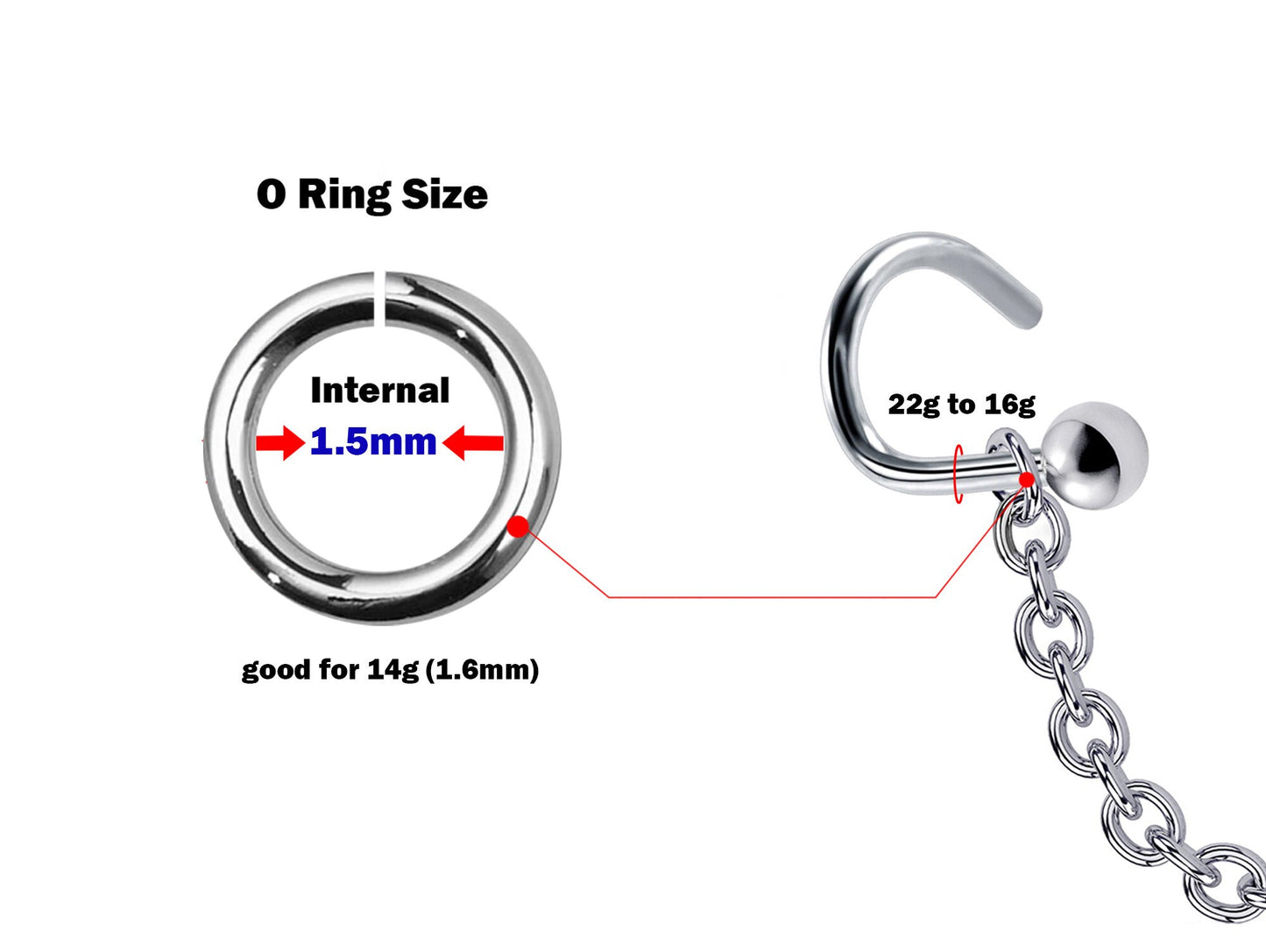 Body Piercing Chains- Titanium & Silver Replacement Chain-Jewelry for Nose Bridge, Nasallang, Nipple Bar, Nostril Stud Hand made Custom Size