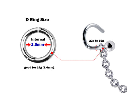 Body Piercing Chains- Titanium & Silver Replacement Chain-Jewelry for Nose Bridge, Nasallang, Nipple Bar, Nostril Stud Hand made Custom Size