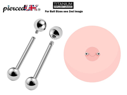 Titanium Nipple Barbell, Internal Barbell  External Threaded 16g 14g Barbell Studs Body Piercing Also for Tongue Bar, Industrial Piercing