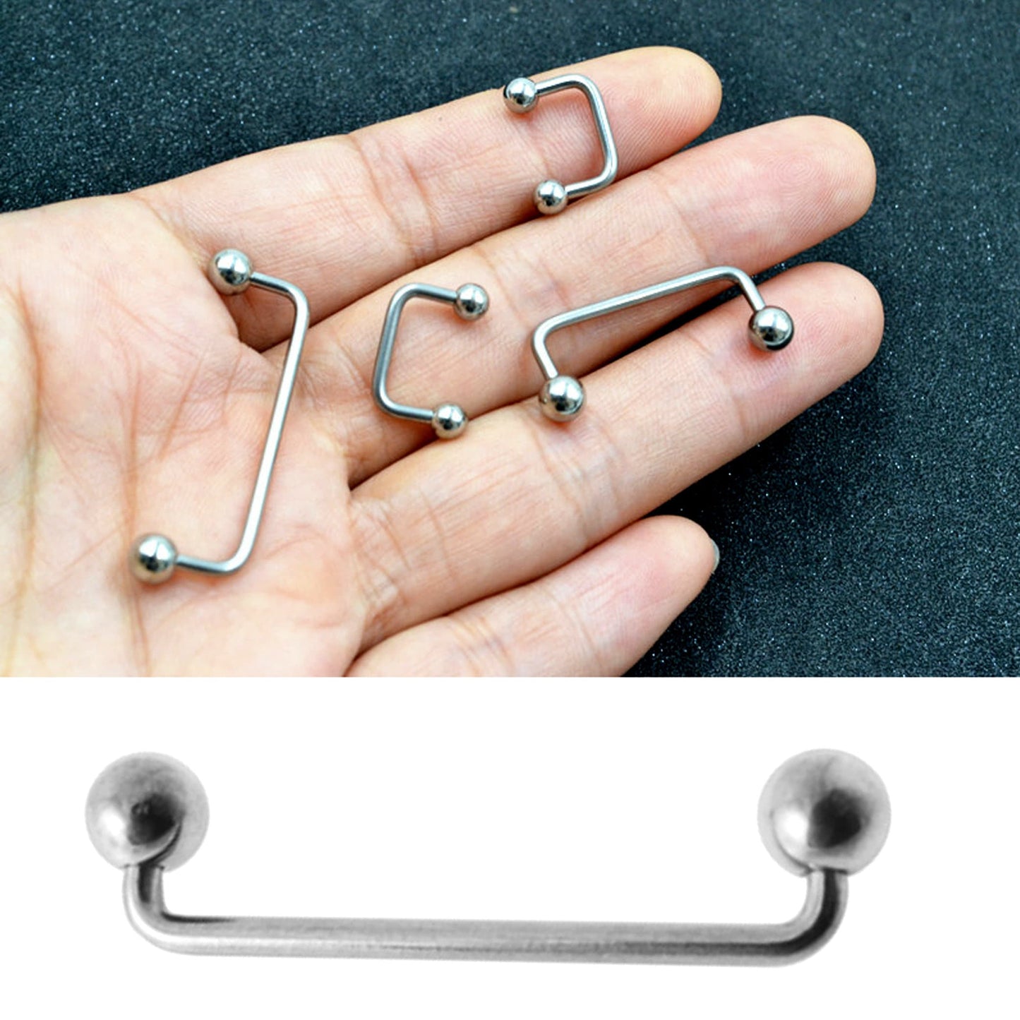 Surface Piercing Jewelry, Staple Barbell - Dermal Bar for Skin Piercing Body Modification and Body Jewellery