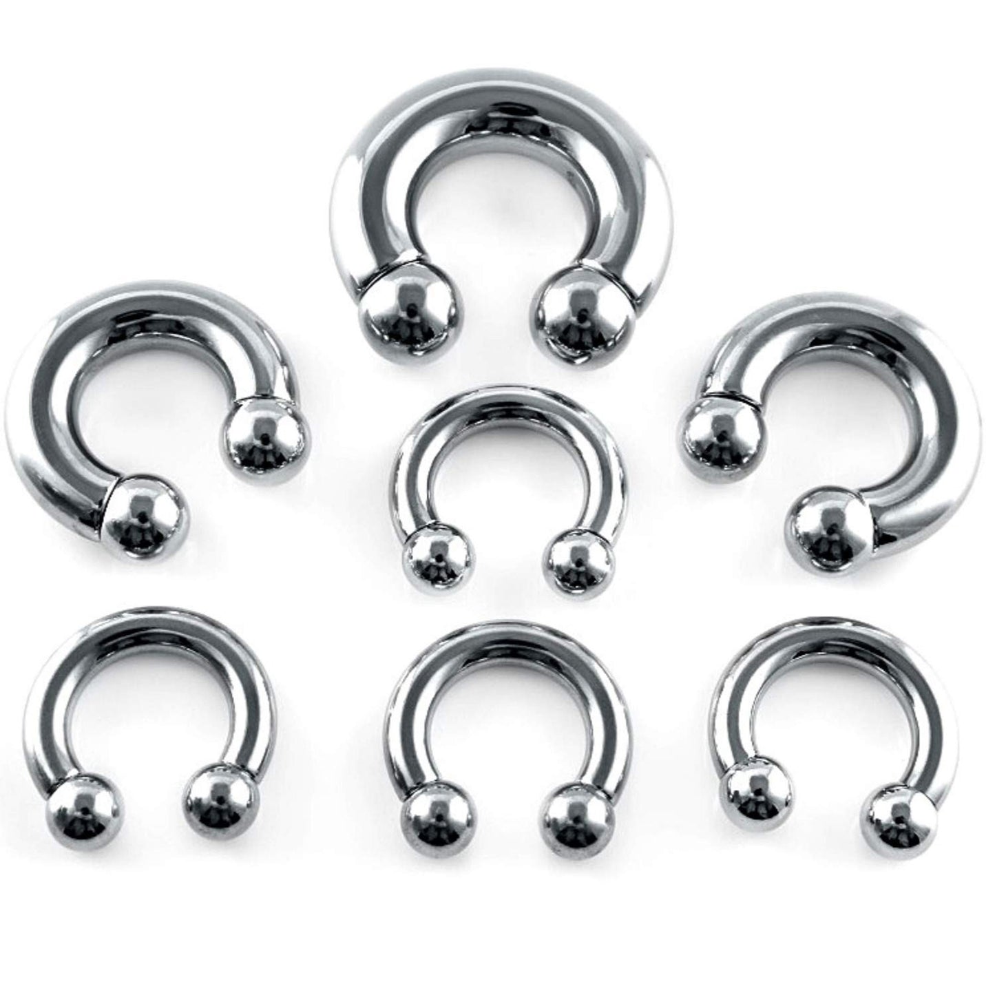 Horseshoe Septum Ring, Nose Piercing - 1pc to 4pc Circular Barbell (CBB) - 18g, 16g, 14g size 6mm to 16mm