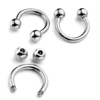 Horseshoe Septum Ring, Nose Piercing - 1pc to 4pc Circular Barbell (CBB) - 18g, 16g, 14g size 6mm to 16mm