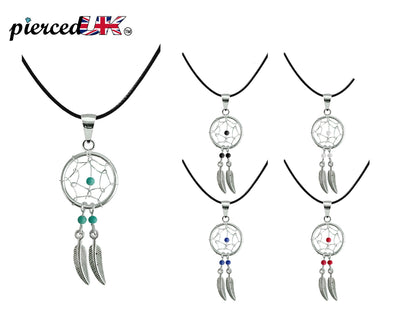 Dreamcatcher Pendant, Silver Pendant with Genuine Stone Beads - Dreamcatcher Jewellery Necklace for Women