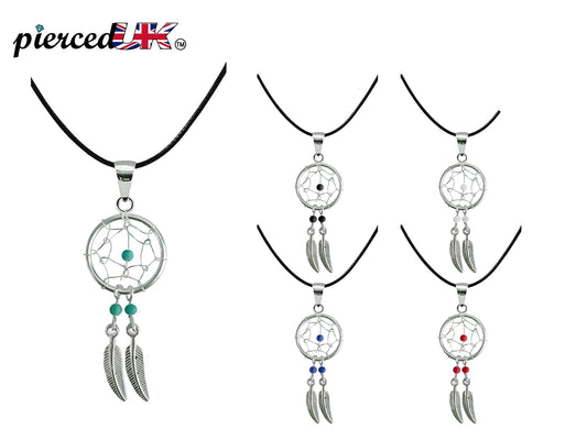 Dreamcatcher Pendant, Silver Pendant with Genuine Stone Beads - Dreamcatcher Jewellery Necklace for Women
