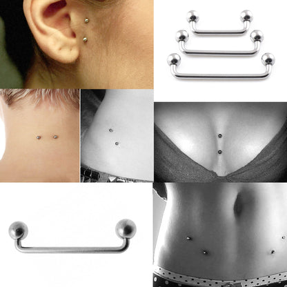 Surface Piercing Jewelry, Staple Barbell - Dermal Bar for Skin Piercing Body Modification and Body Jewellery